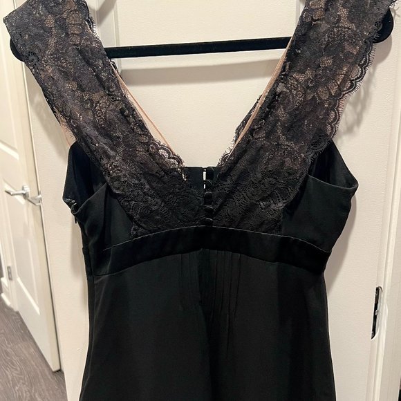 BCBG Lace Black Silk Top, Small - Picture 2 of 6